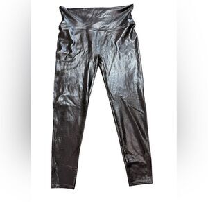 Spanx Black Faux Leather Snake Print Pants